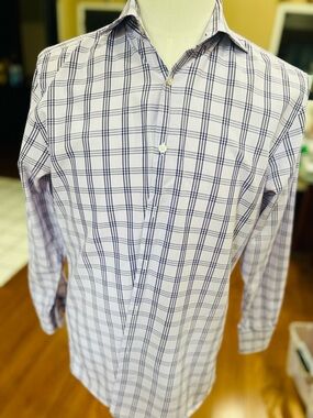 Hugo Boss Men's Pink Plaid Button-Down Dress Shirt